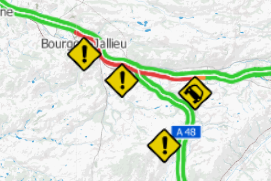 Saint-Jean-de-Soudain : trafic perturbé sur l'A43 suite à un accident