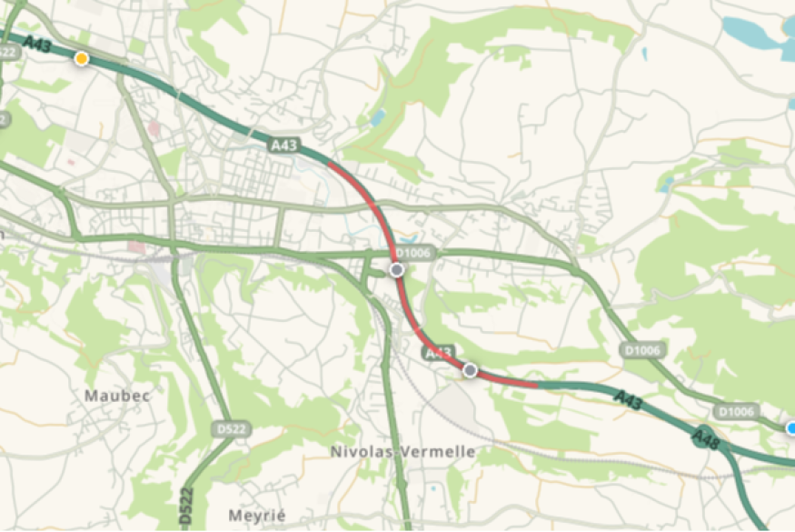 Un accident provoque des bouchons sur l'A43 en direction de Chambéry